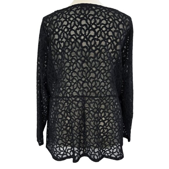 Lane Bryant Black Classic Boatneck Peplum Sheer Lace Top Layering Dressy - Picture 2 of 9